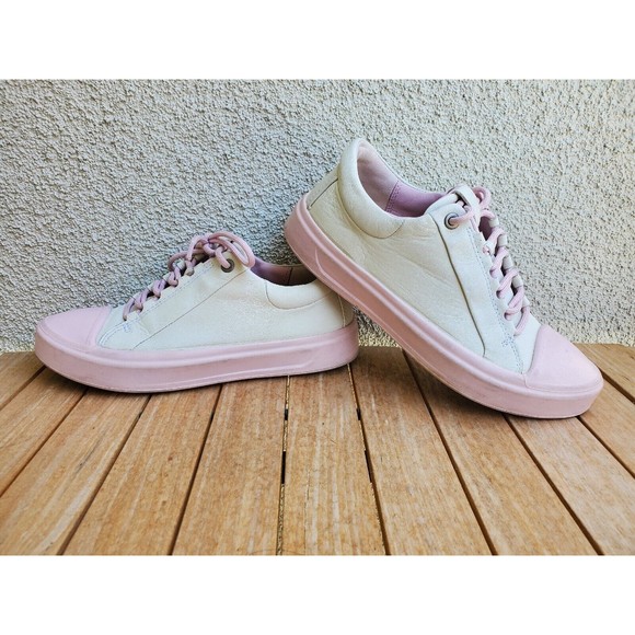 ECCO Flexure T-Cap Sneakers Womens Leather Shoes Off White Pink Size 35 / US 4 - Picture 6 of 12